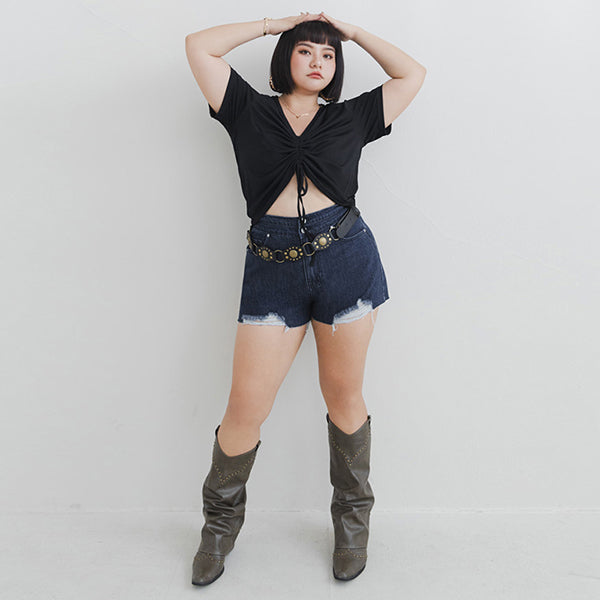 MUA! Edgy Raw-Hem Distressed Plus Size Denim Shorts