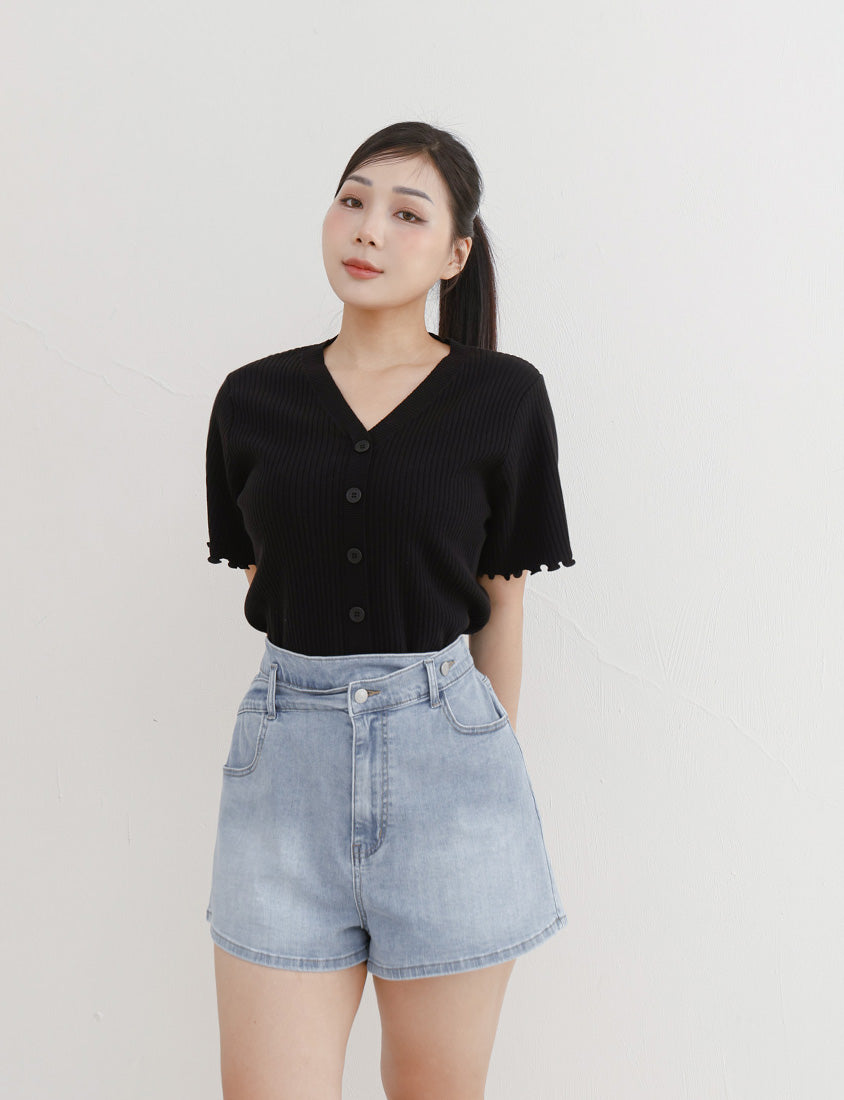 Cooling Lyocell Faux Button Plus Size Knit Top