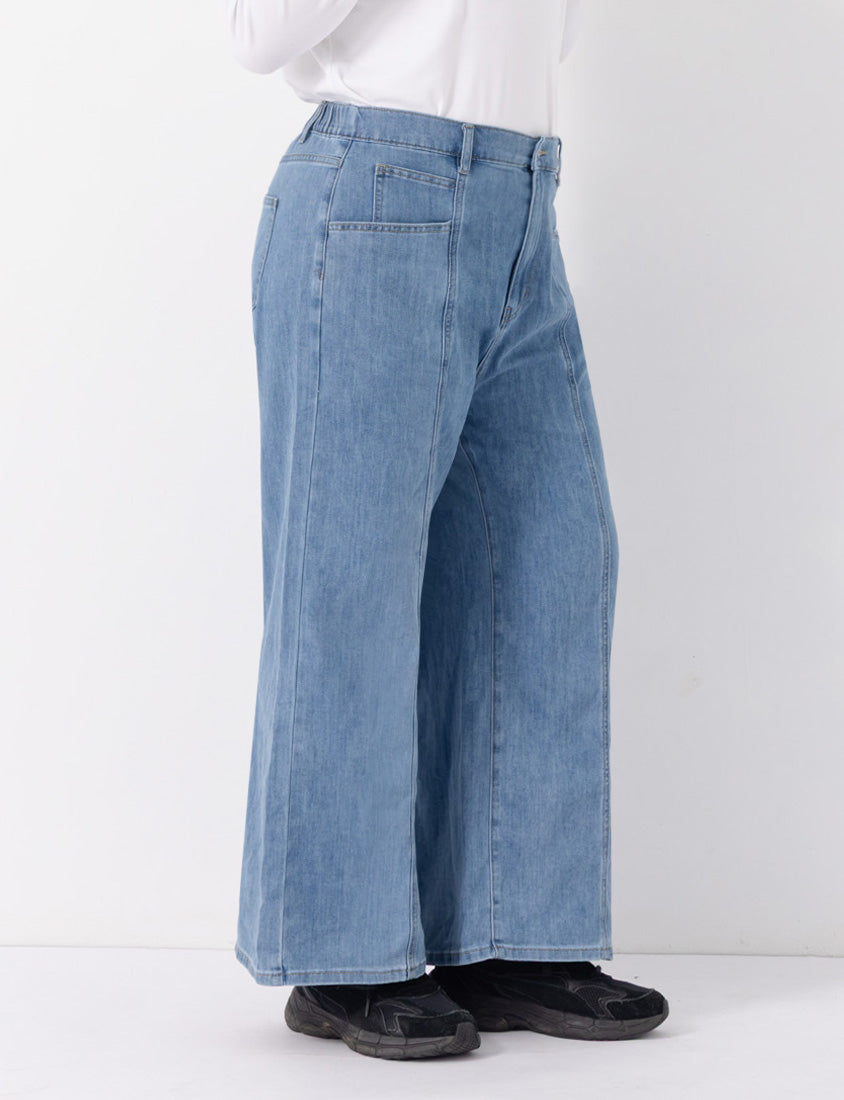 Standard Stitch Detail Plus Size Wide-Leg Jeans