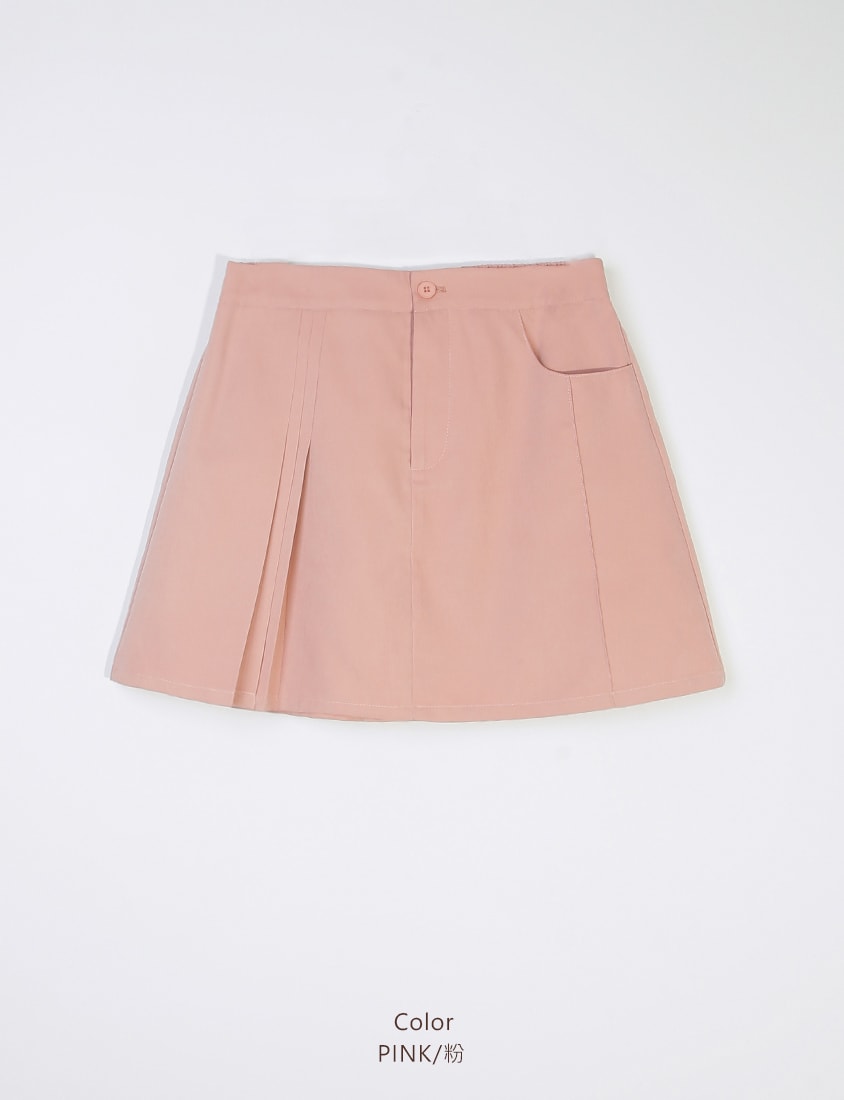 Asymmetrical Pleated Elastic Back Waist Twill Plus Size Mini Skirt
