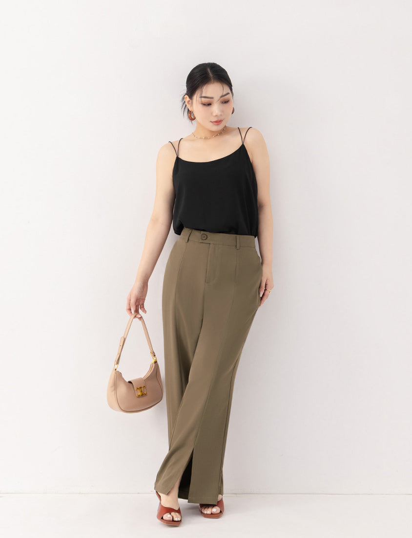 MISS. Silky Cool Slit Slim Fit Plus Size Tailored Pants