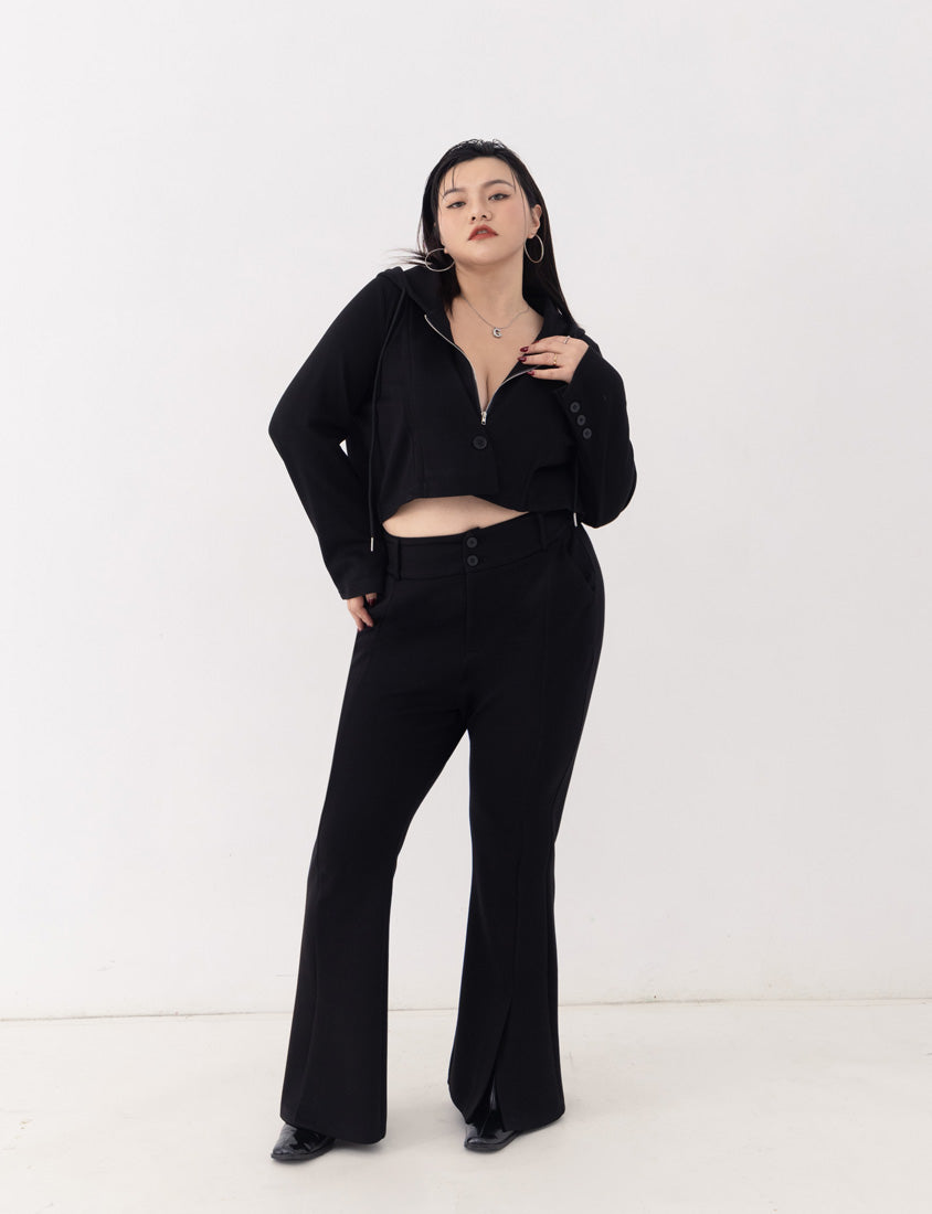 MUA! Sexy Space Cotton Front Slit Plus Size Flare Pants