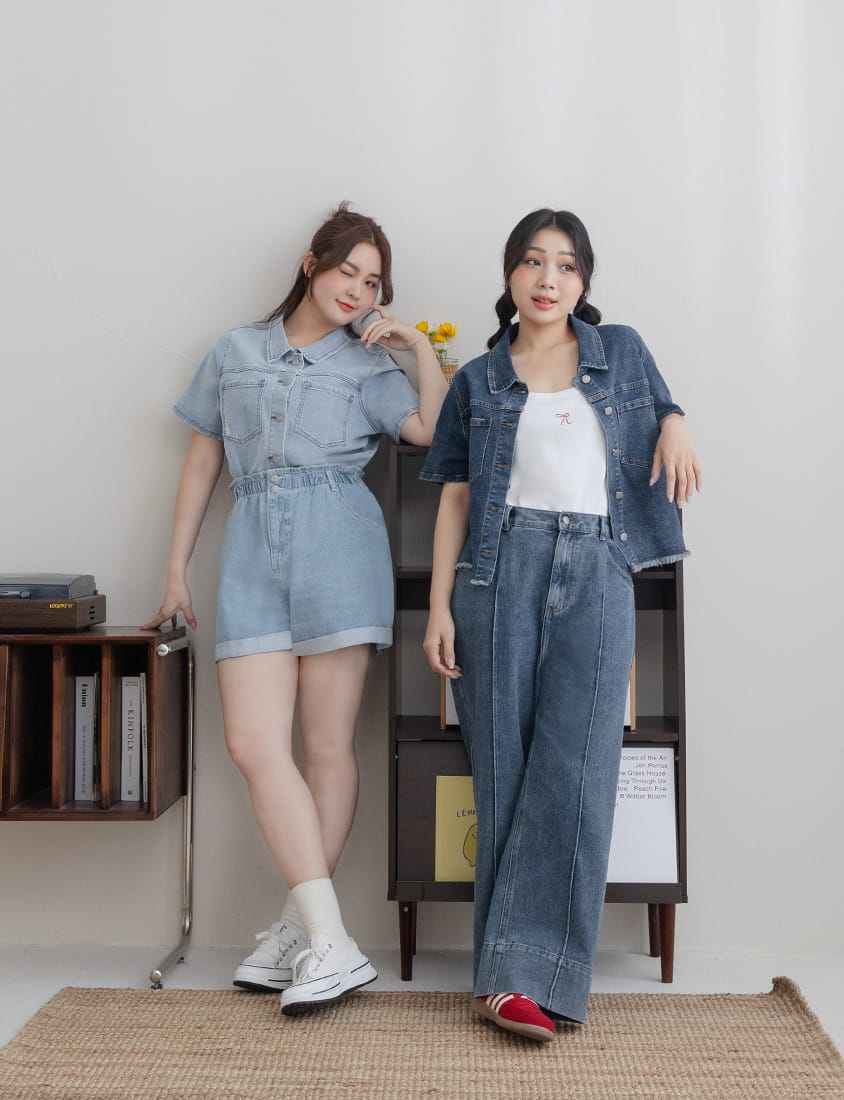 Versatile Pocket Distressed Plus Size Denim Jacket