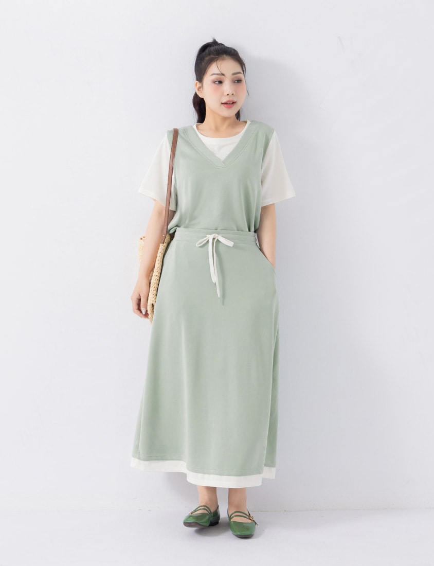 COOL PRO+ Space Cotton Faux Two-Piece Plus Size Top