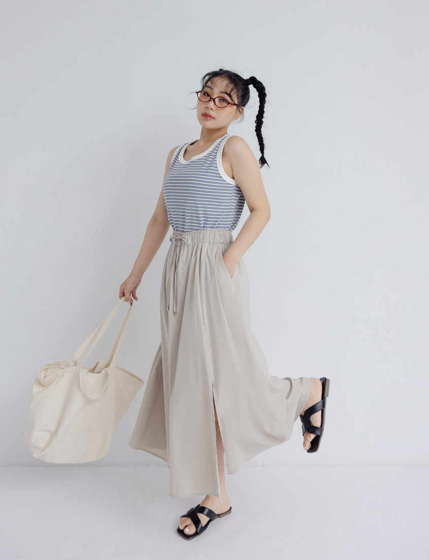 Cooling Tech Full Elastic Drawstring Plus Size Maxi Skirt