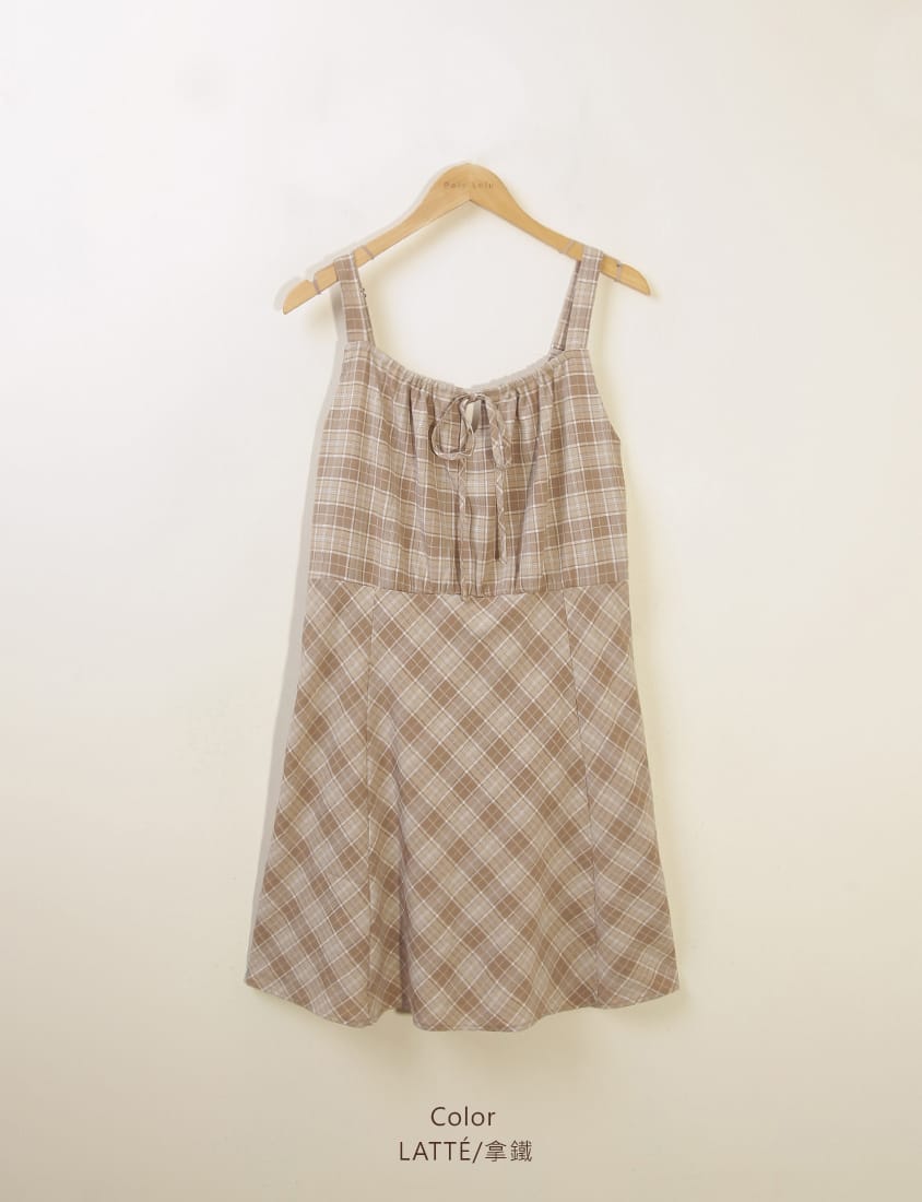 Preppy Adjustable Plaid Plus Size Mini Dress
