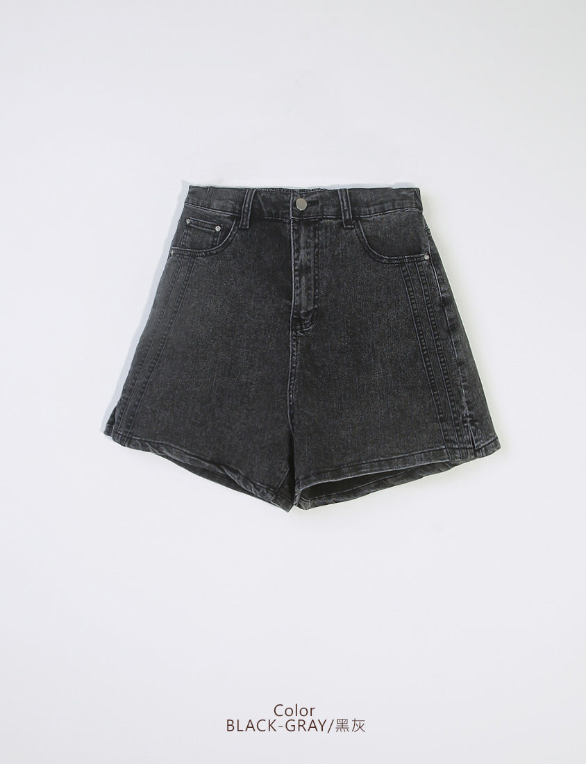 Varsity Contrast Plus Size Denim Shorts