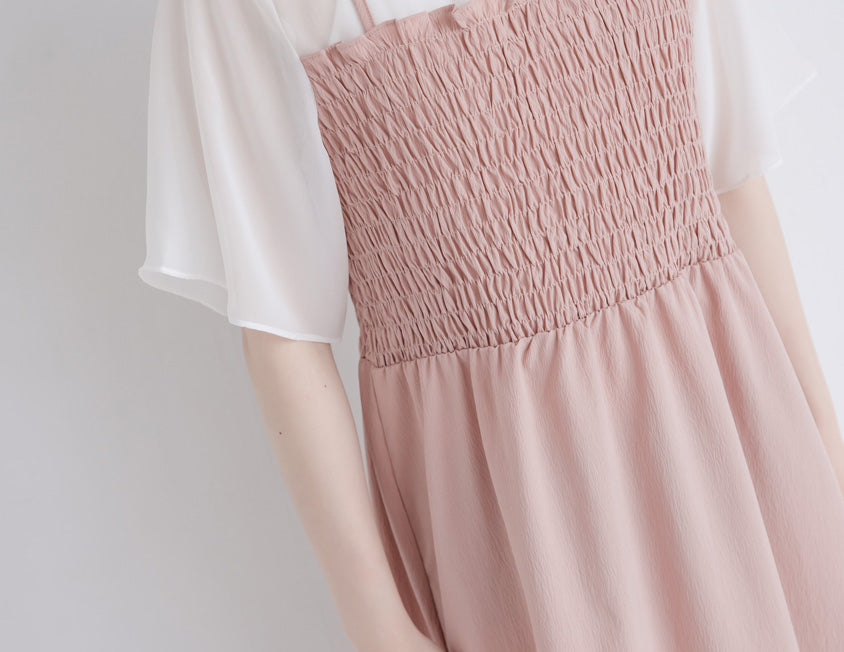 MISS. Faux Two-Piece Sheer Elastic Strap Plus Size Dress