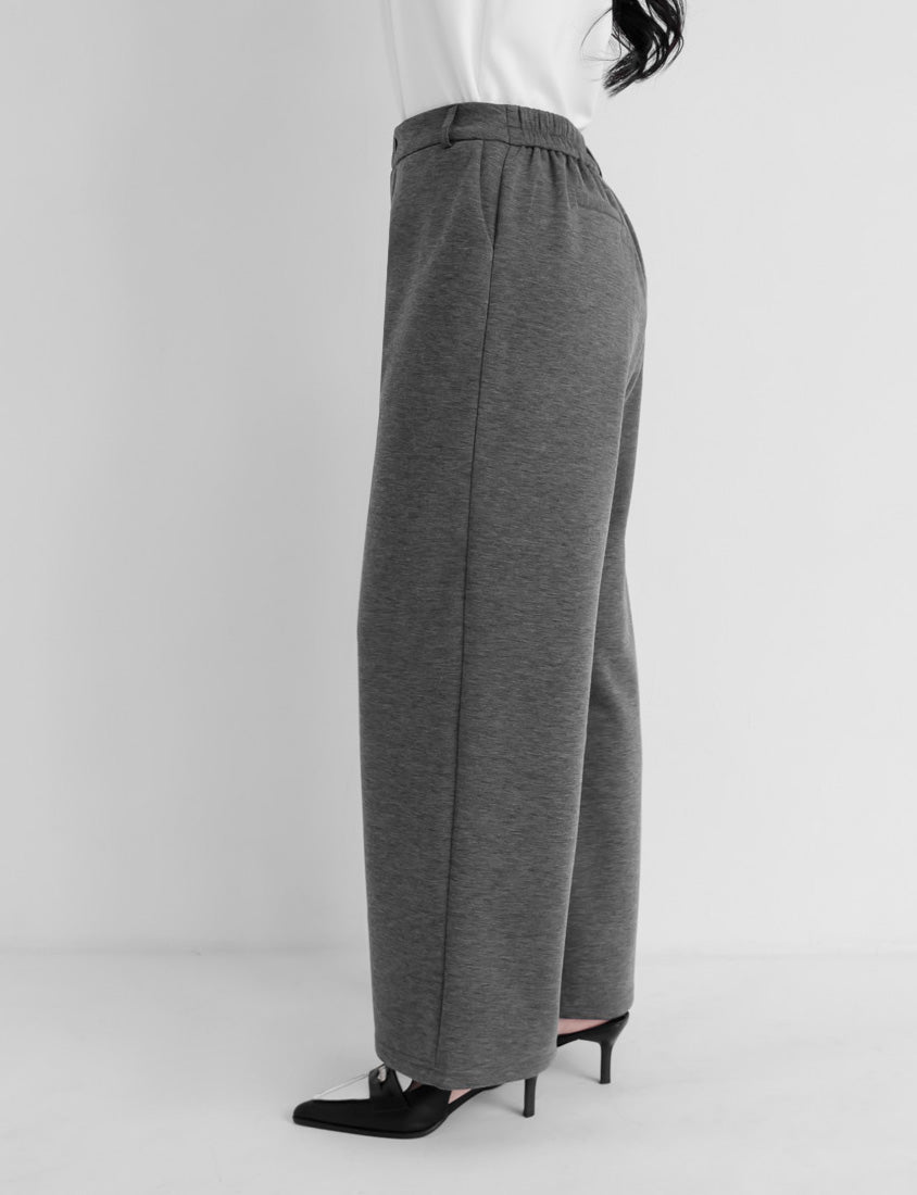 Miss. Space Cotton Back-Elastic Plus Size Straight-Leg Pants
