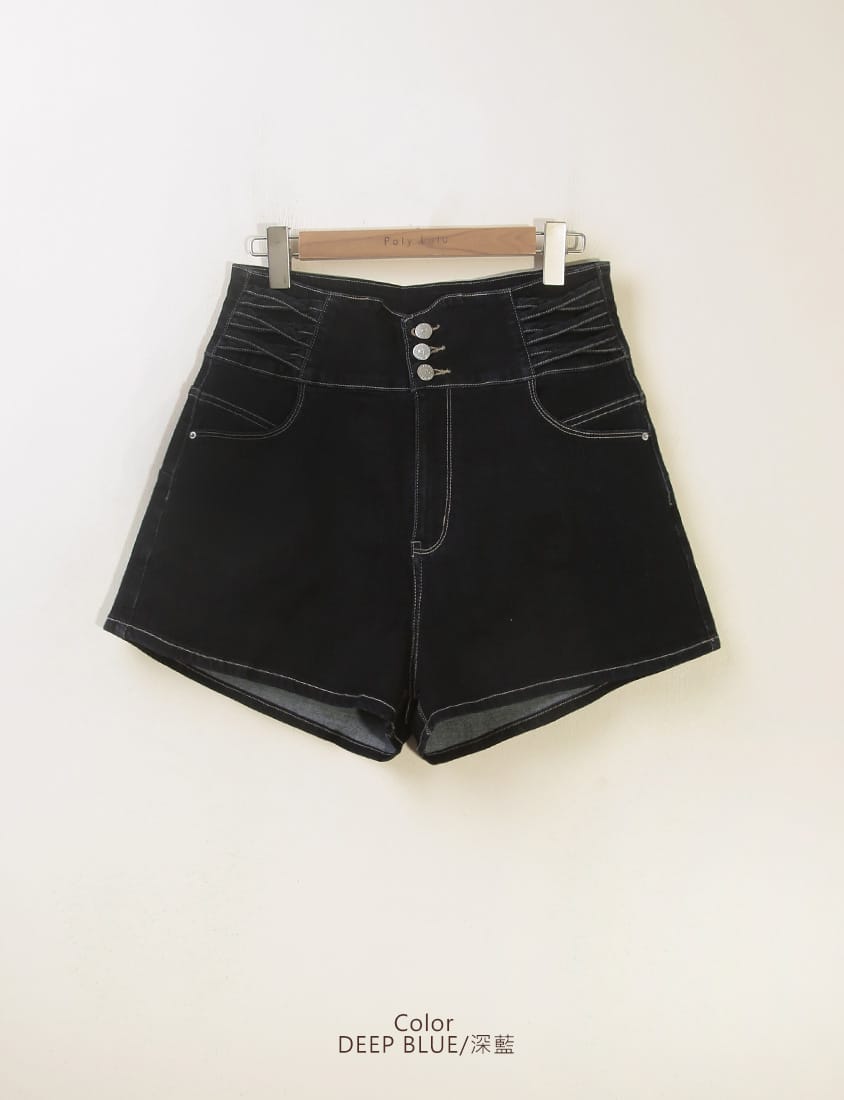 Cross Waist Tummy Flattering Plus Size Denim Shorts