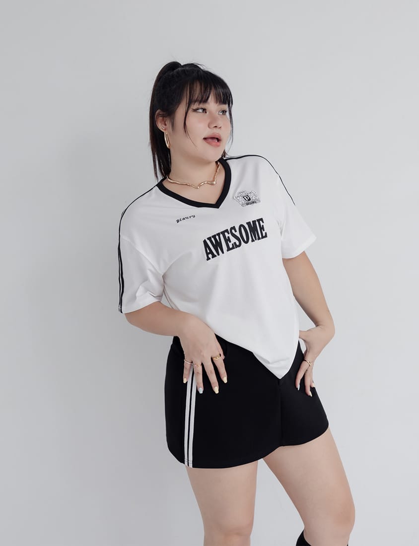 MUA! Space Cotton Back Elastic Plus Size Mini Skirt (With Pants)