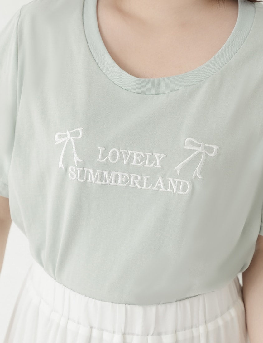 Sweet Bow Embroidery Plus Size Tee