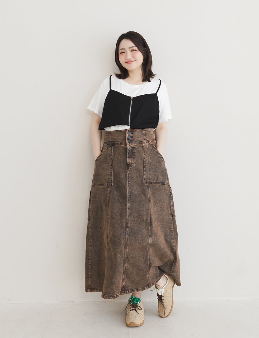 Asymmetric Front Zip Plus Size Layered Tee