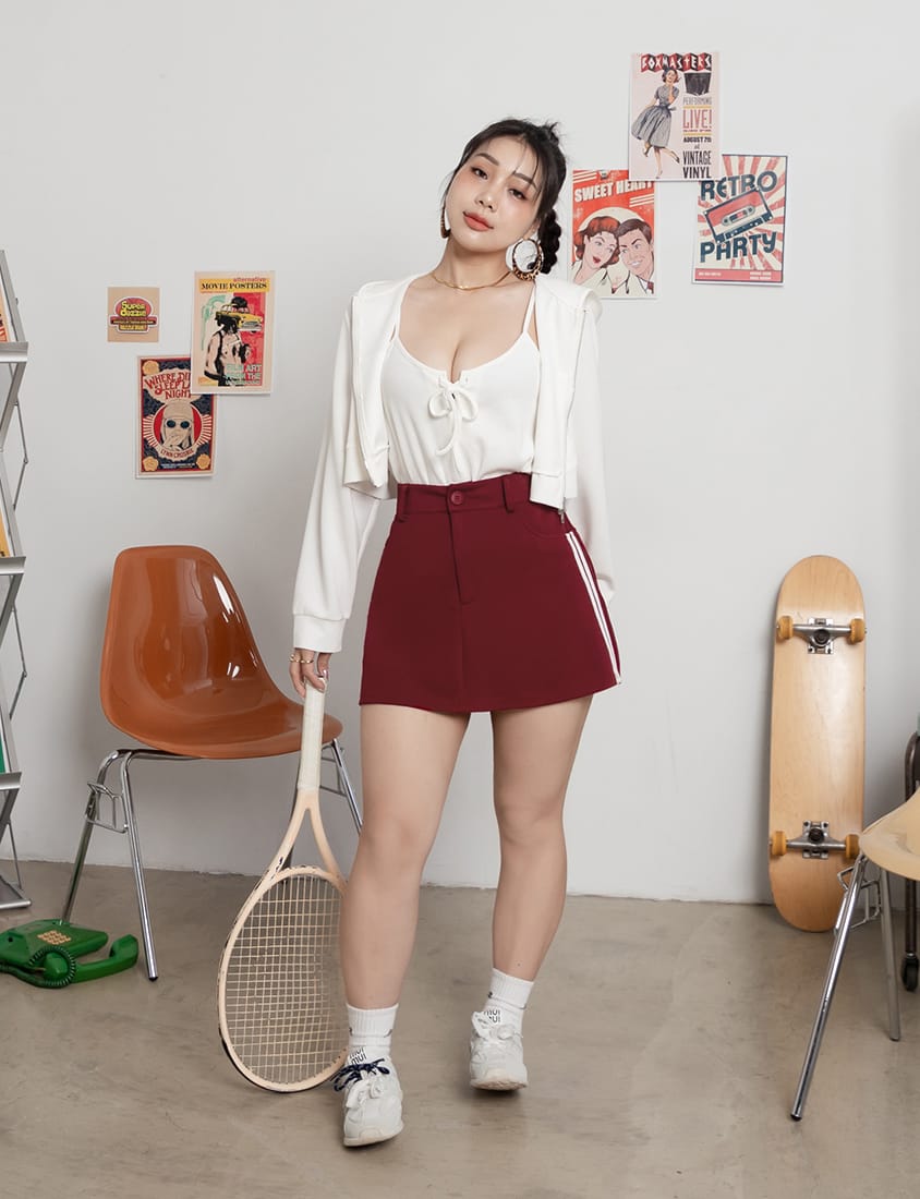 MUA! Space Cotton Back Elastic Plus Size Mini Skirt (With Pants)