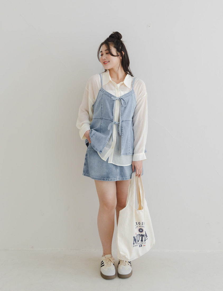 Reversible Silky Denim Plus Size Vest
