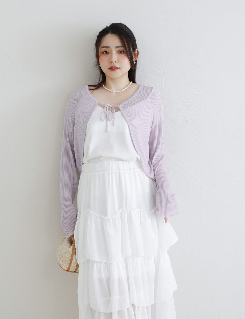 MISS. Lyocell Icy Silk Knit Plus Size Cropped Cardigan