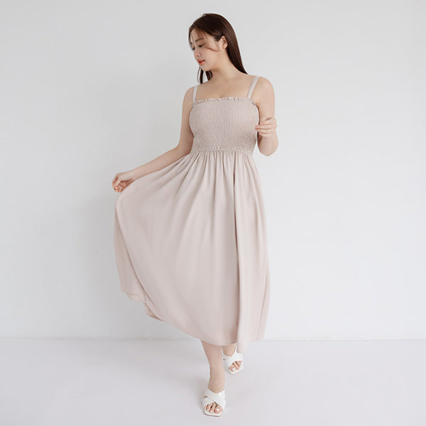 Adjustable Elastic Strap Twill Plus Size Dress