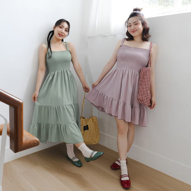 Ruffle Trim Smocked Tiered Plus Size Maxi Dress