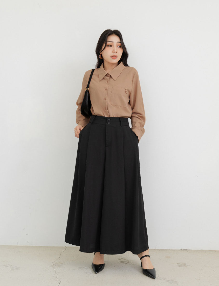 MISS. Wrinkle-Resistant High Waist A-Line Plus Size Tailored Wide Pants