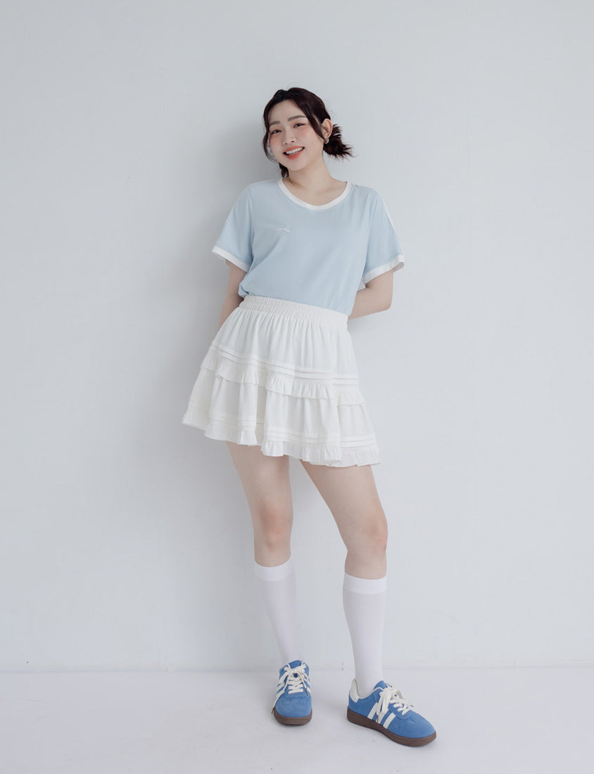 American Style Sporty Bow Embroidery Plus Size Tee