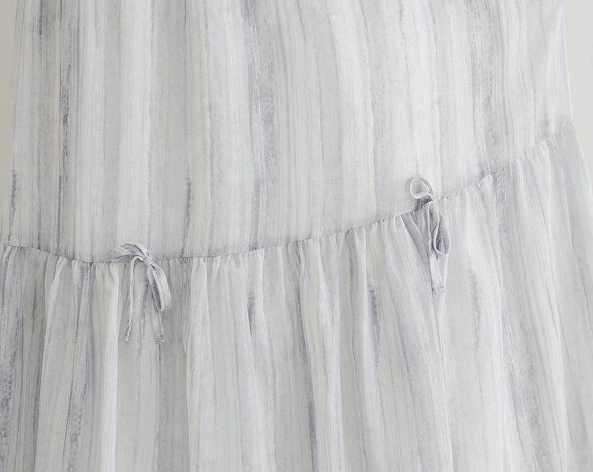 Tie-Dye Bow Detail Elastic Flare Plus Size Maxi Skirt