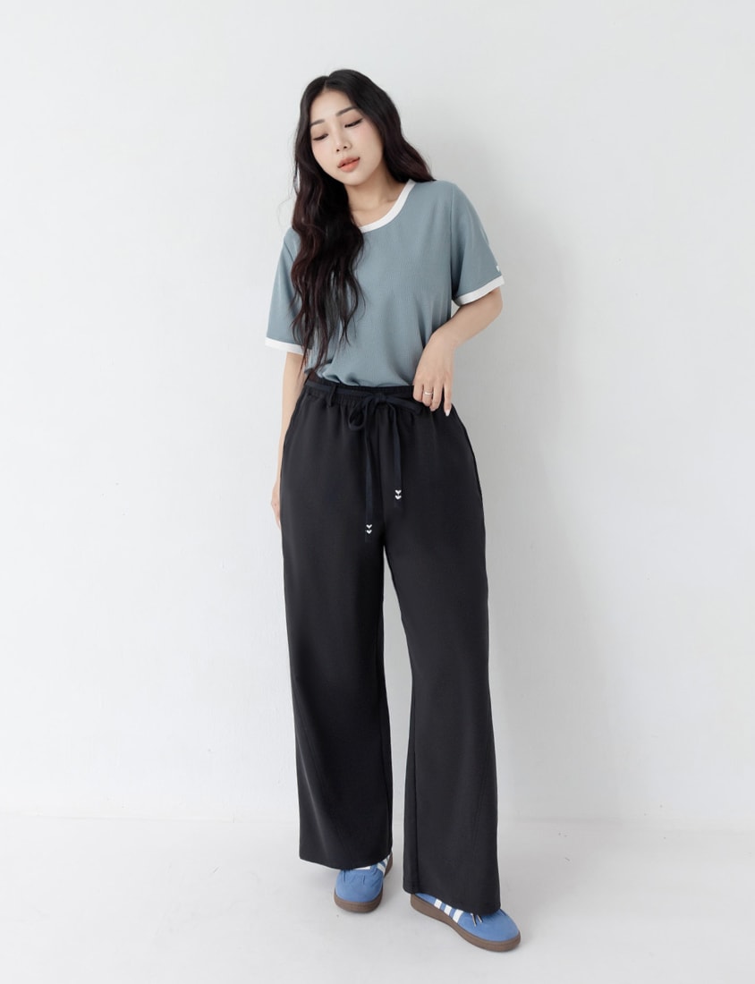 UV PRO+ Cooling Plaid Plus Size Wide-Leg Pants (with Waist-Tie)