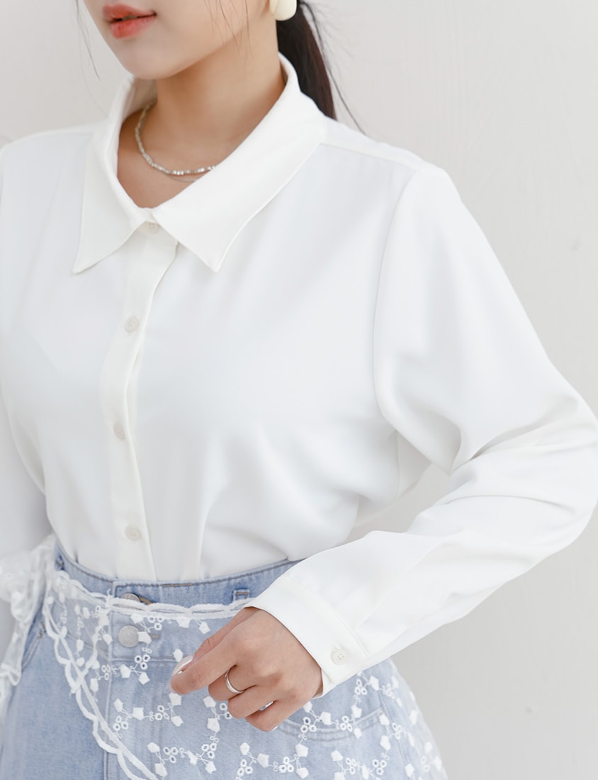 MISS. Two Piece Korean Style Lace Chiffon Plus Size Blouse (With Shawl)