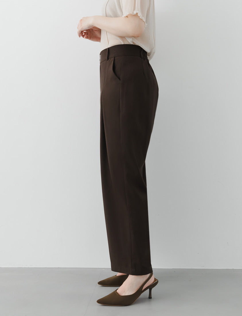 MISS. Cotton Linen Pleated Waist Plus Size Wide Leg Pants