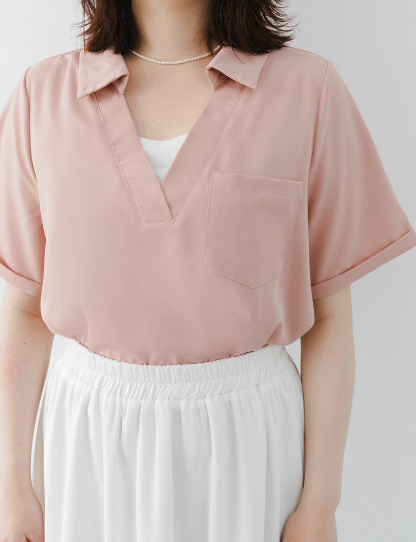 MISS. Wrinkle-Resistant Multicolor Faux Two-Piece Plus Size Top