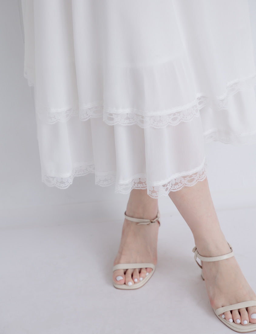 Elegant Layered Lace Tie Plus Size Dress