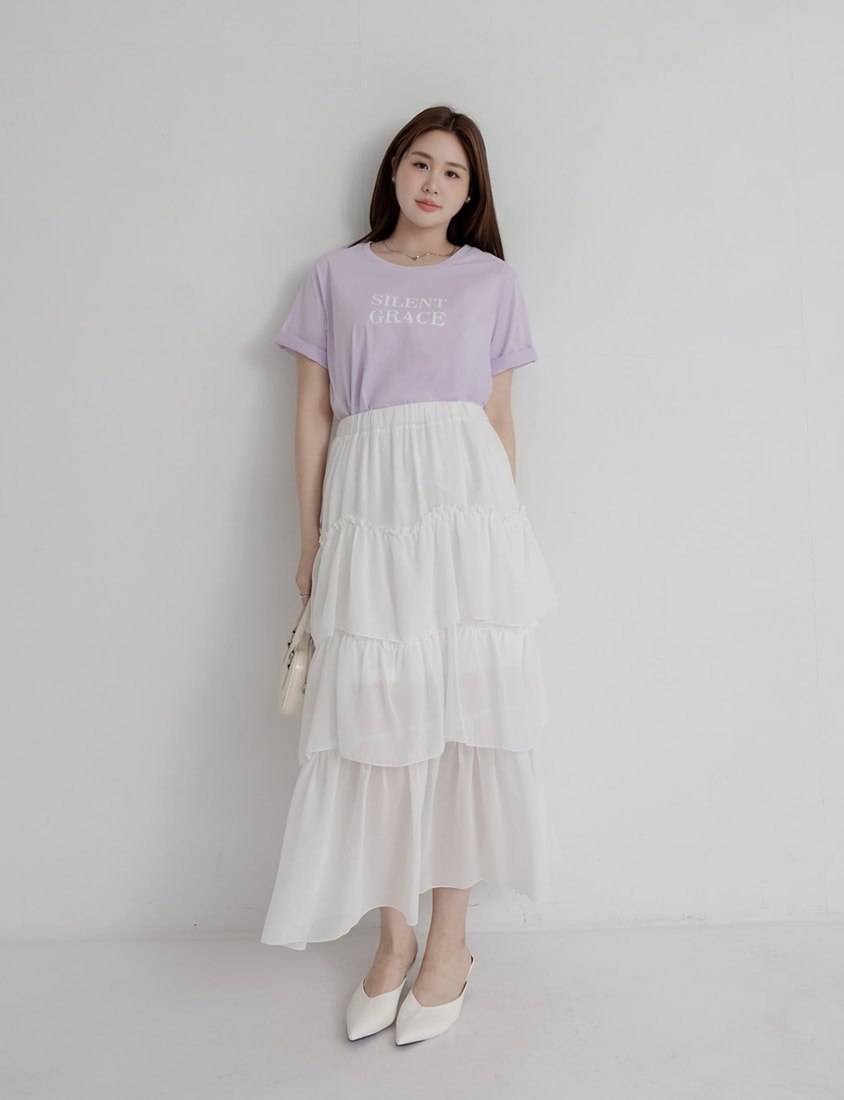 MISS. Basic Graphic Print Plus Size Short Sleeve Tee