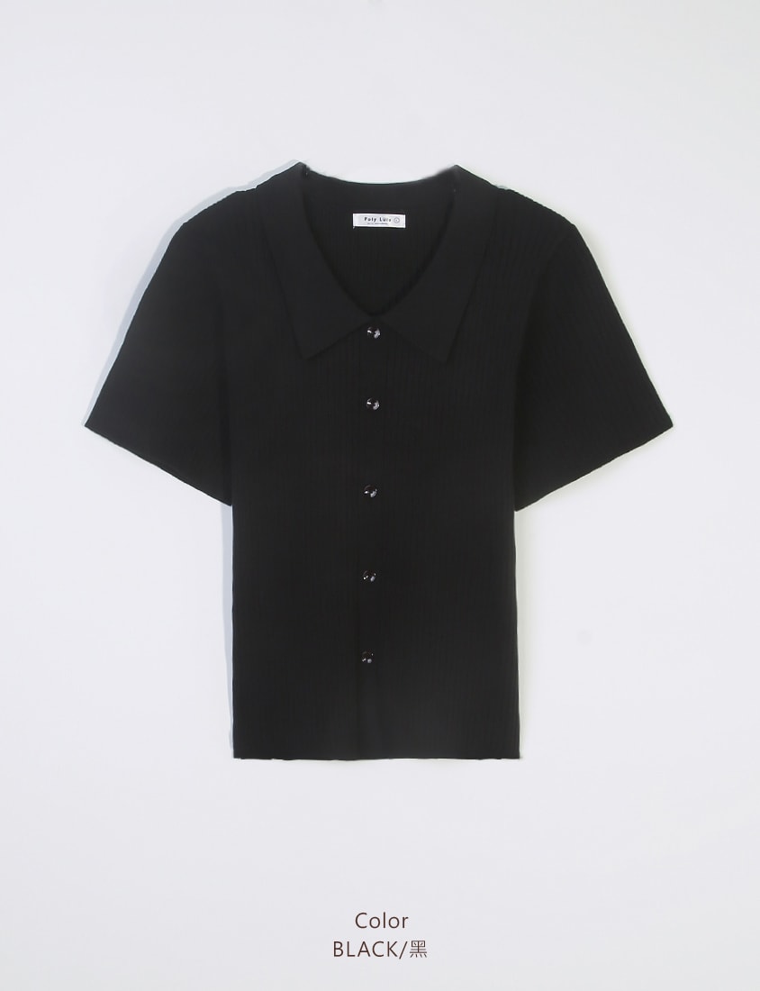 MISS. Versatile Icy Silk Faux Button Collar Plus Size Top