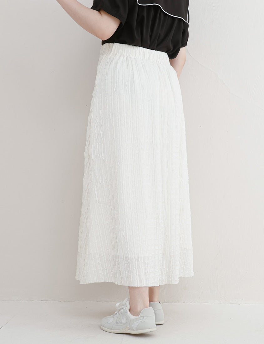 Soft Stretch Crinkled Elastic Waist Plus Size Maxi Skirt
