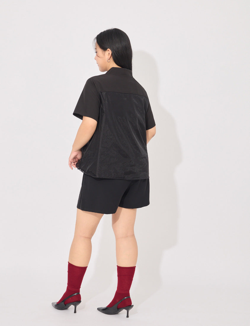 MORE U Elegant Sheer Double-Layer Plus Size Shirt