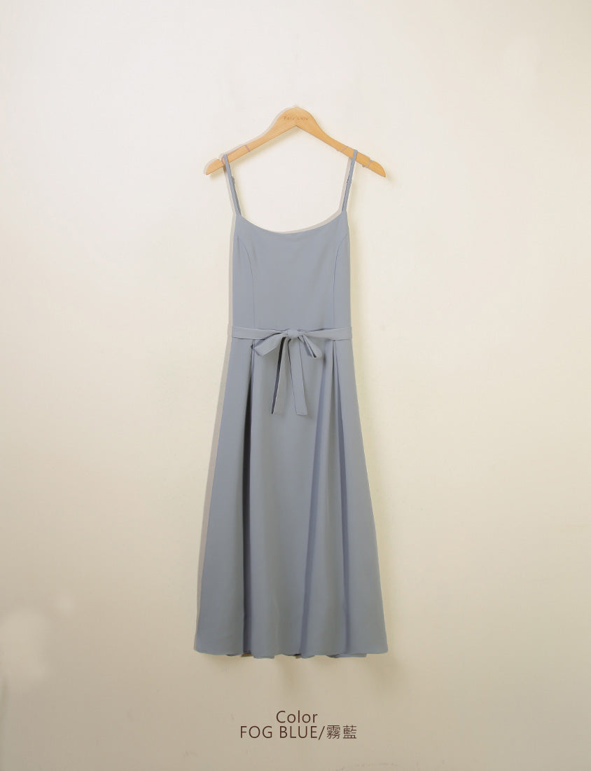 MISS. Silky Cool Pleated  Waist Tie Plus Size Cami Dress