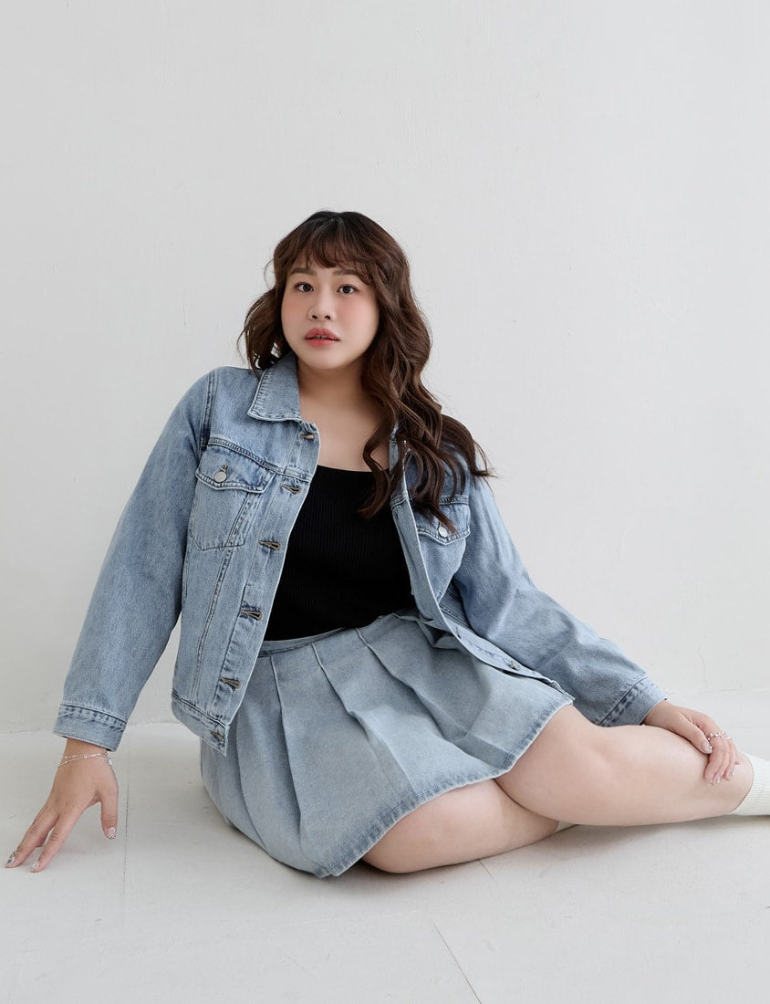 Casual Classic Denim Plus Size Long Sleeve Jacket