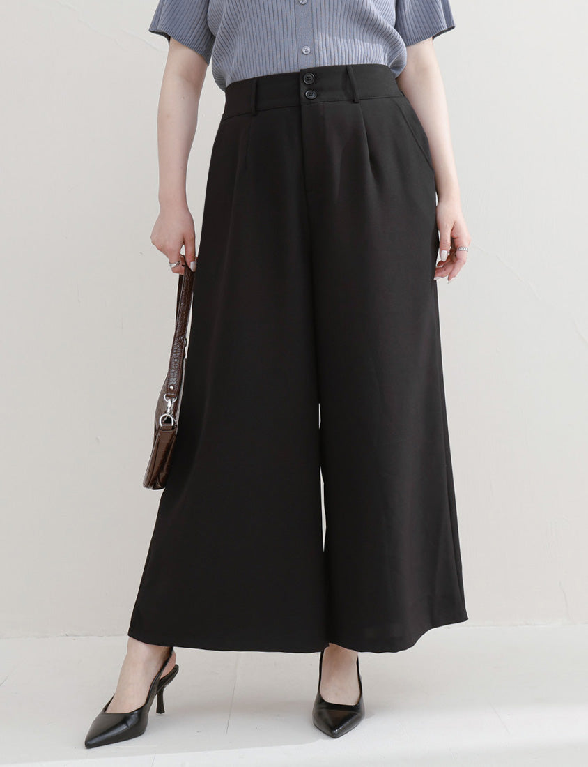 MISS. Pear-Shaped Friendly Wrinkle-Resistant Plus Size Wide Leg Trousers