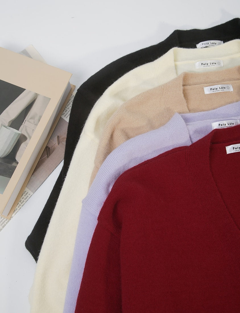 Classic V-Neck Multicolor Longline Plus Size Knit Cardigan