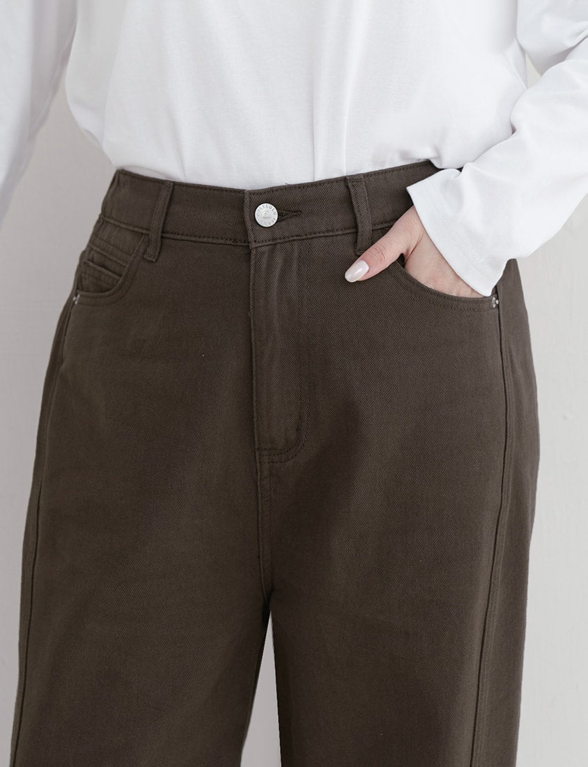 Everyday Versatile Twill Plus Size Straight-Leg Wide Pants