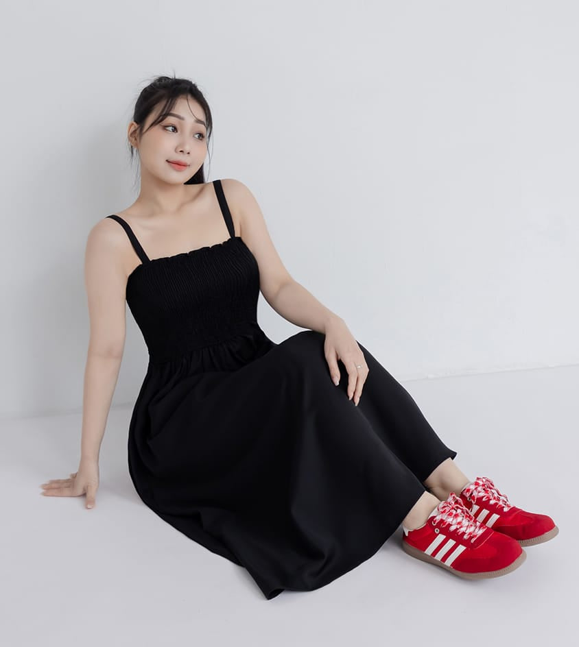Adjustable Elastic Strap Twill Plus Size Dress
