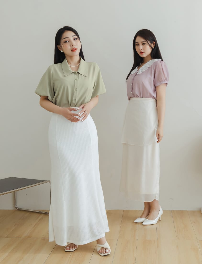 MISS. Elegant Puff Sleeve Plus Size Blouse