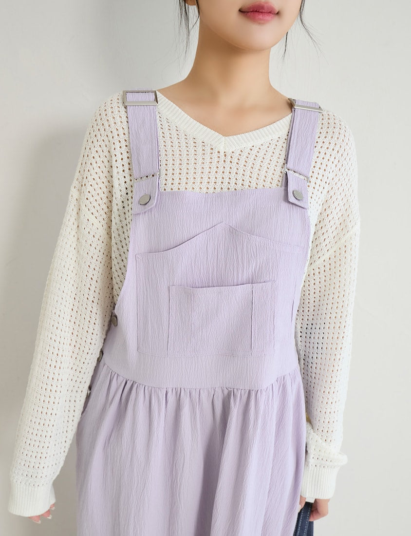 Adjustable Crinkled Utility Pockets Plus Size Cami Dress