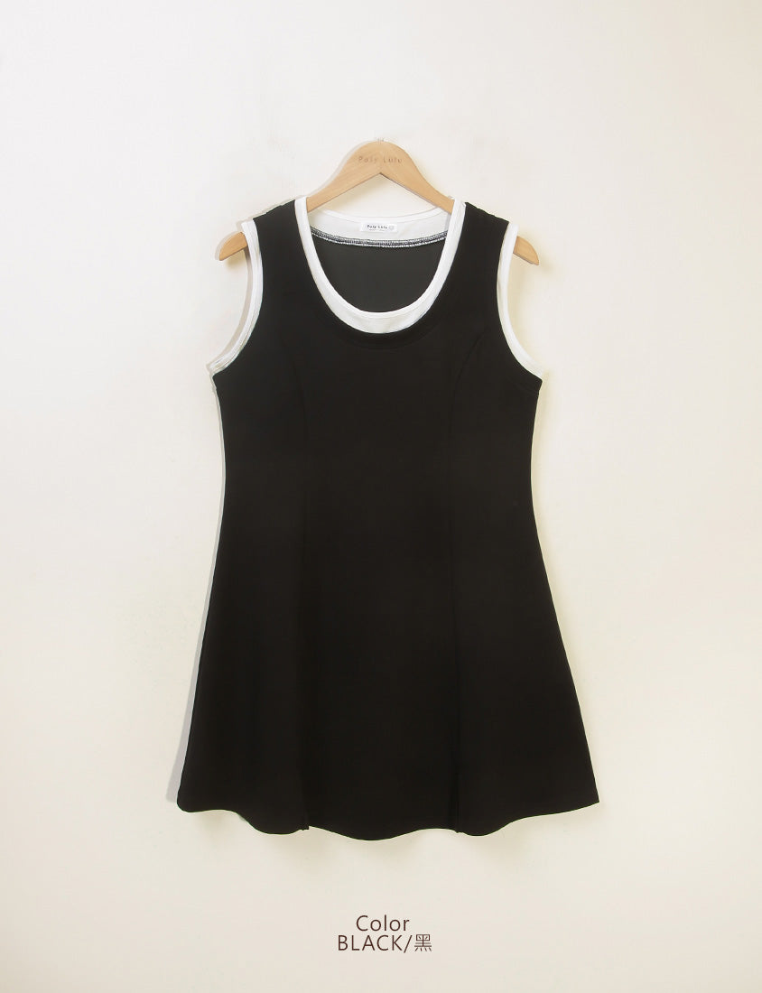 MUA! Space Cotton Faux Two-Piece Stitch Plus Size Mini Dress
