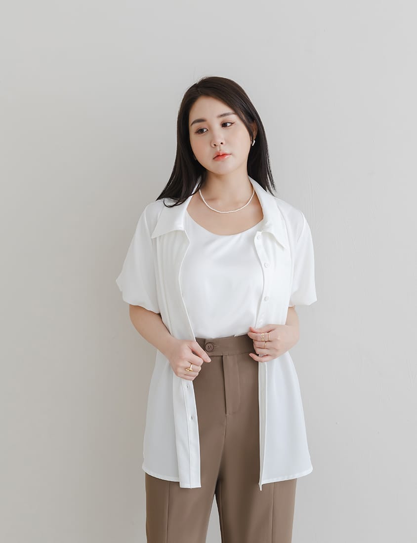 MISS. Elegant Puff Sleeve Plus Size Blouse