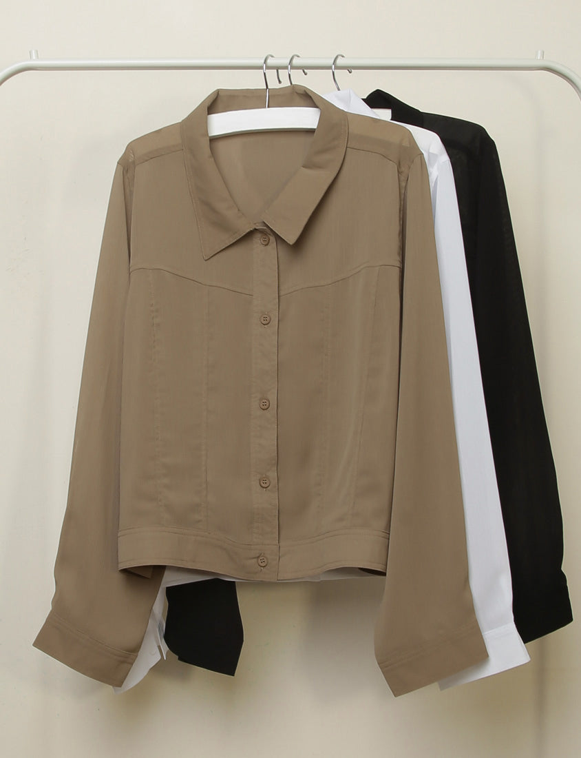 MUA! Sheer Textured Stitch Plus Size Cropped Jacket