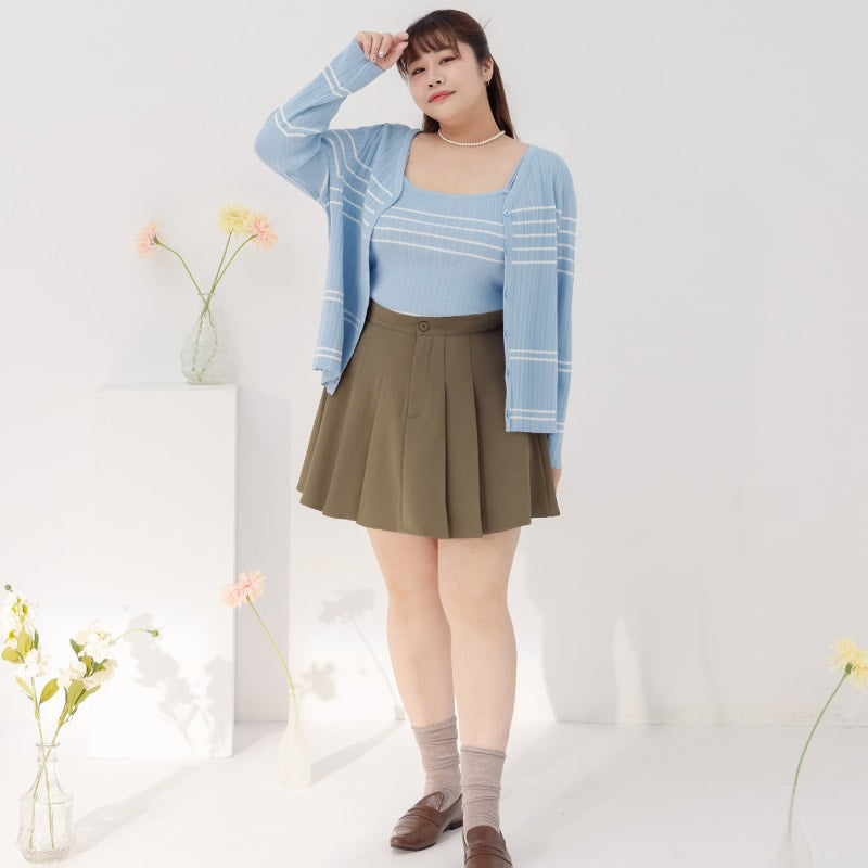 MISS. Apple-Shaped Friendly! Perfect Fit Tailored High Waist Pleated Plus Size Skirt