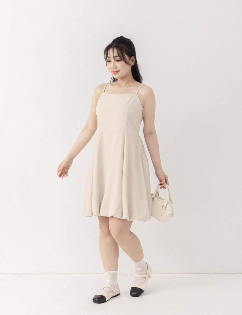 Japanese Style Adjustable Bubble Hem Plus Size Mini Dress