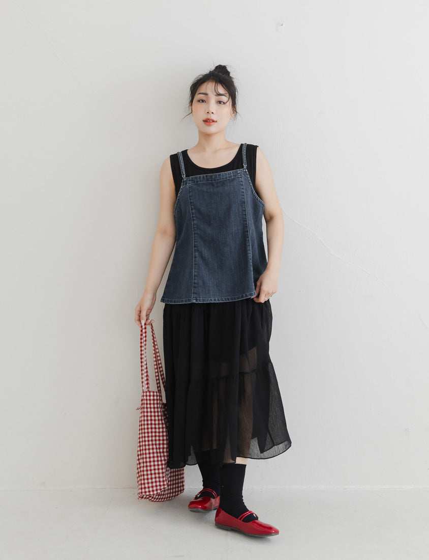 Reversible Silky Denim Plus Size Vest