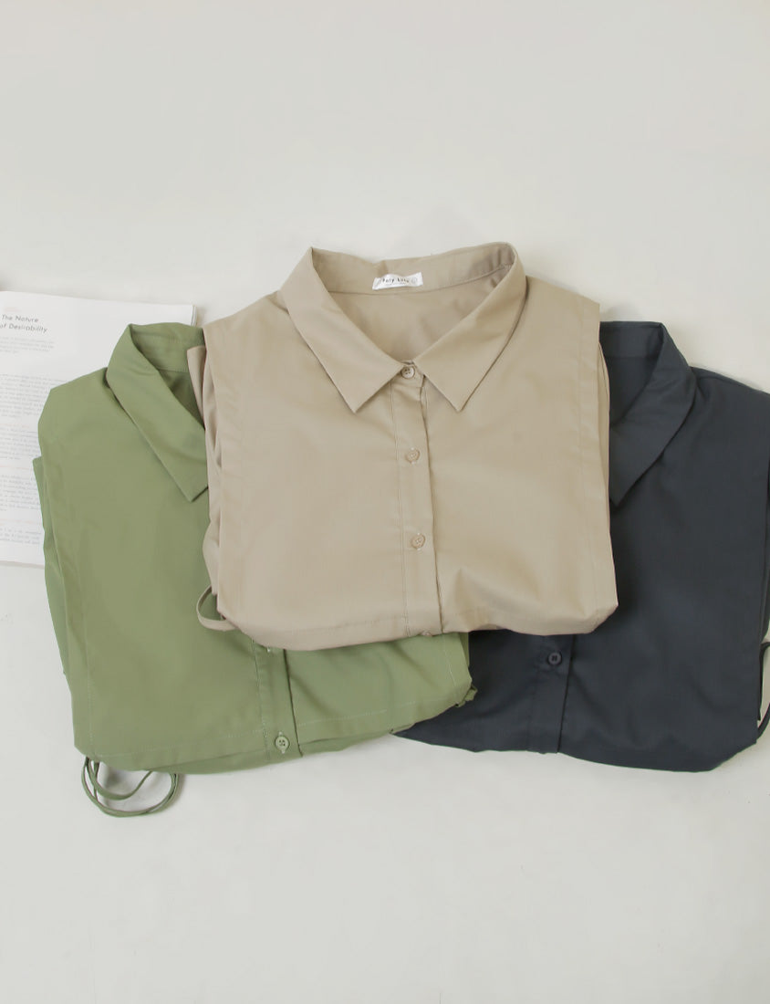 MISS. Japanese Style Layered Side Tie Shirt Dress