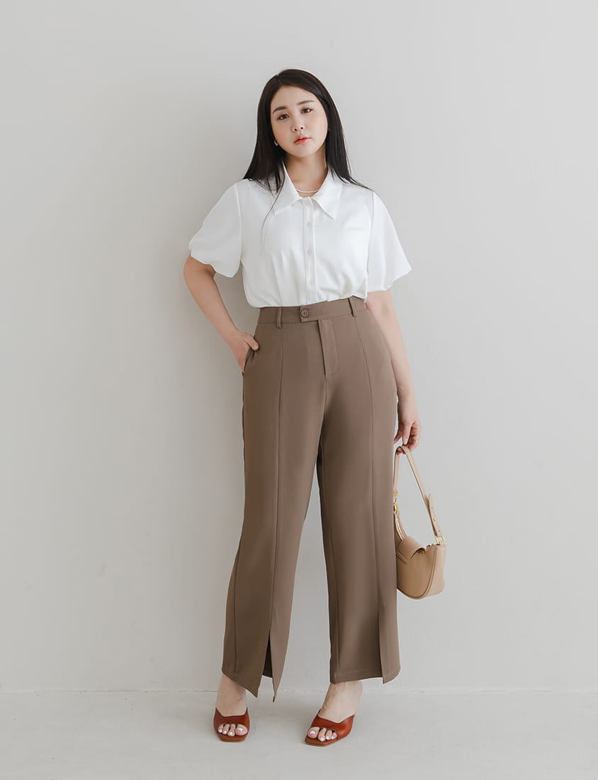 MISS. Elegant Puff Sleeve Plus Size Blouse